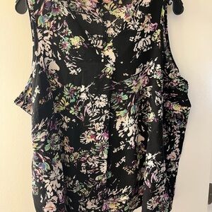 Pink, White and Black Floral Sleeveless Blouse​​​